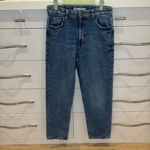 Zara Blue Denim Jeans with Copper Button